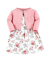 Hudson Baby Baby Girls Hudson Cotton Dress and Cardigan Set