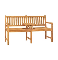 3-Seater Patio Bench with Table 59.1" Solid Teak Wood