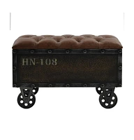 Storage Bench with Castors 31.7" Solid Wood Fir