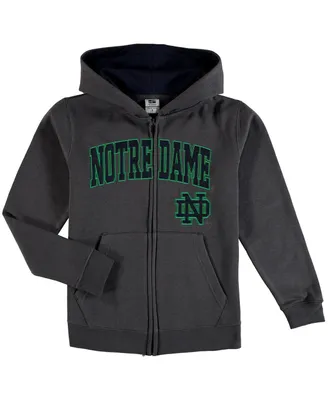 Big Boys Charcoal Notre Dame Fighting Irish Applique Arch & Logo Full-Zip Hoodie