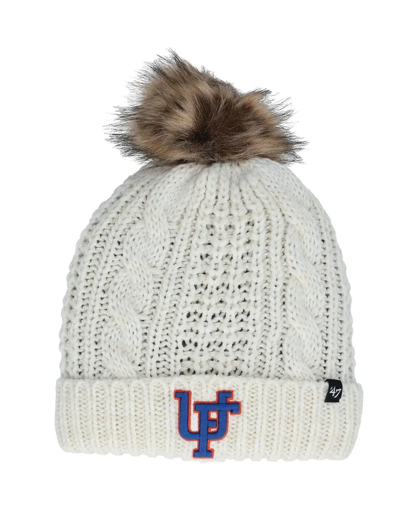 Women's '47 Brand White Florida Gators Meeko Cuffed Knit Hat with Pom