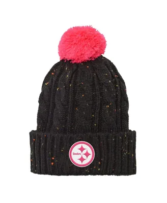 Youth Boys and Girls Black Pittsburgh Steelers Nep Yarn Cuffed Knit Hat with Pom