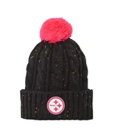 Youth Boys and Girls Black Pittsburgh Steelers Nep Yarn Cuffed Knit Hat with Pom