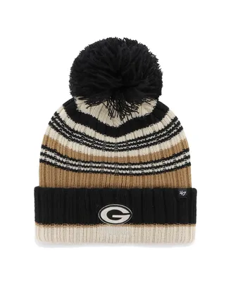 Women's '47 Brand Natural Green Bay Packers Barista Cuffed Knit Hat with Pom