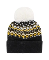 Women's '47 Brand Black Boston Bruins Elsa Cuffed Knit Hat with Pom