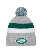 Men's New Era Heather Gray New York Jets Cuffed Knit Hat with Pom