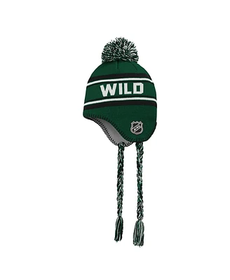 Youth Boys and Girls Minnesota Wild Green Jacquard Tassel Knit Hat with Pom