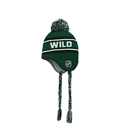 Youth Boys and Girls Minnesota Wild Green Jacquard Tassel Knit Hat with Pom