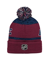 Youth Boys and Girls Colorado Avalanche Burgundy Puck Cuffed Knit Hat with Pom