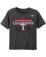 Toddler Boys and Girls Fanatics Heather Charcoal Texas Rangers 2023 American League Champions Locker Room T-shirt