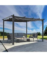 Simplie Fun Outdoor Retractable Pergola Canopy for Gardens 10FT x 13FT Gray
