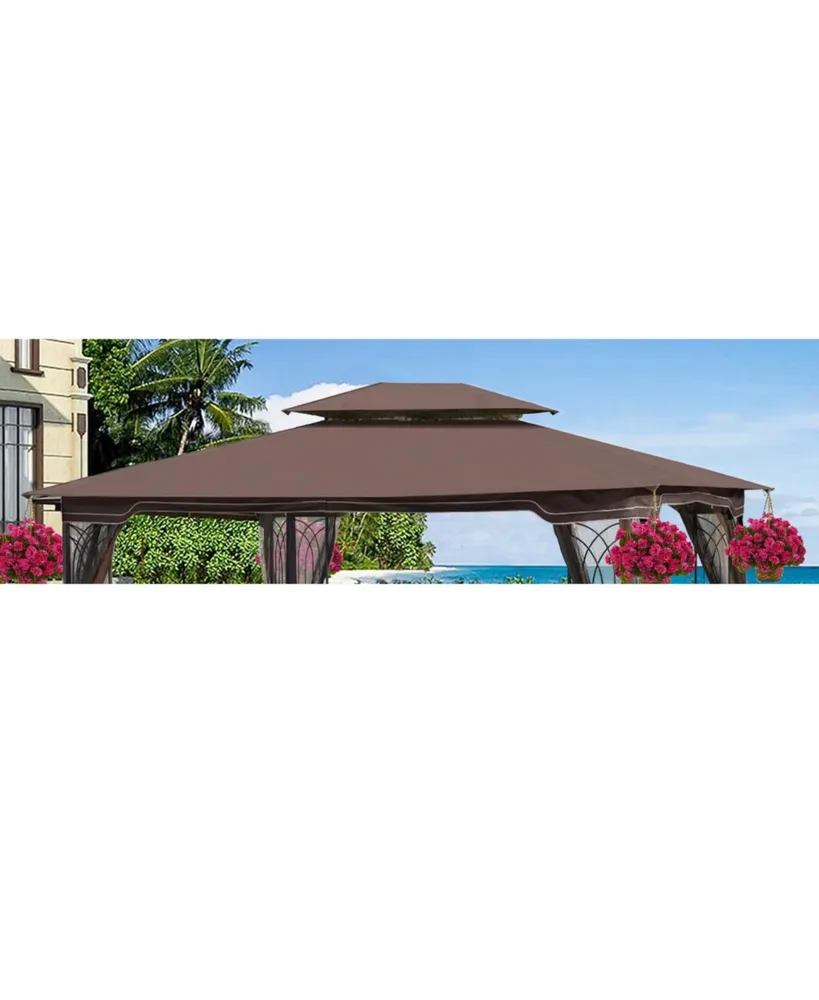 Simplie Fun 13 X 10FT Patio Double Roof Gazebo Replacement Canopy Top Fabric