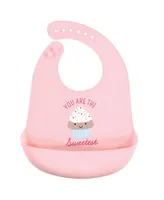 Hudson Baby Infant Girl Silicone Bibs 3pk, Sweetest Cupcake, One Size