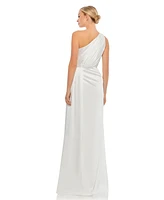 Women's Ieena Gathered One Shoulder Satin Faux Wrap Gown