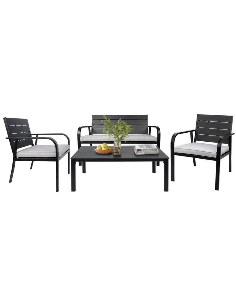 Simplie Fun All-Weather Patio Furniture Set with Loveseat and Coffee Table