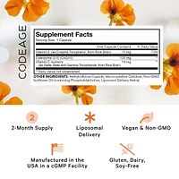 Codeage Liposomal CoQ10 Supplement - Vitamin E Isomers Tocopherols - 125mg Coenzyme Q10 - Cardiovascular, Heart, Energy Support