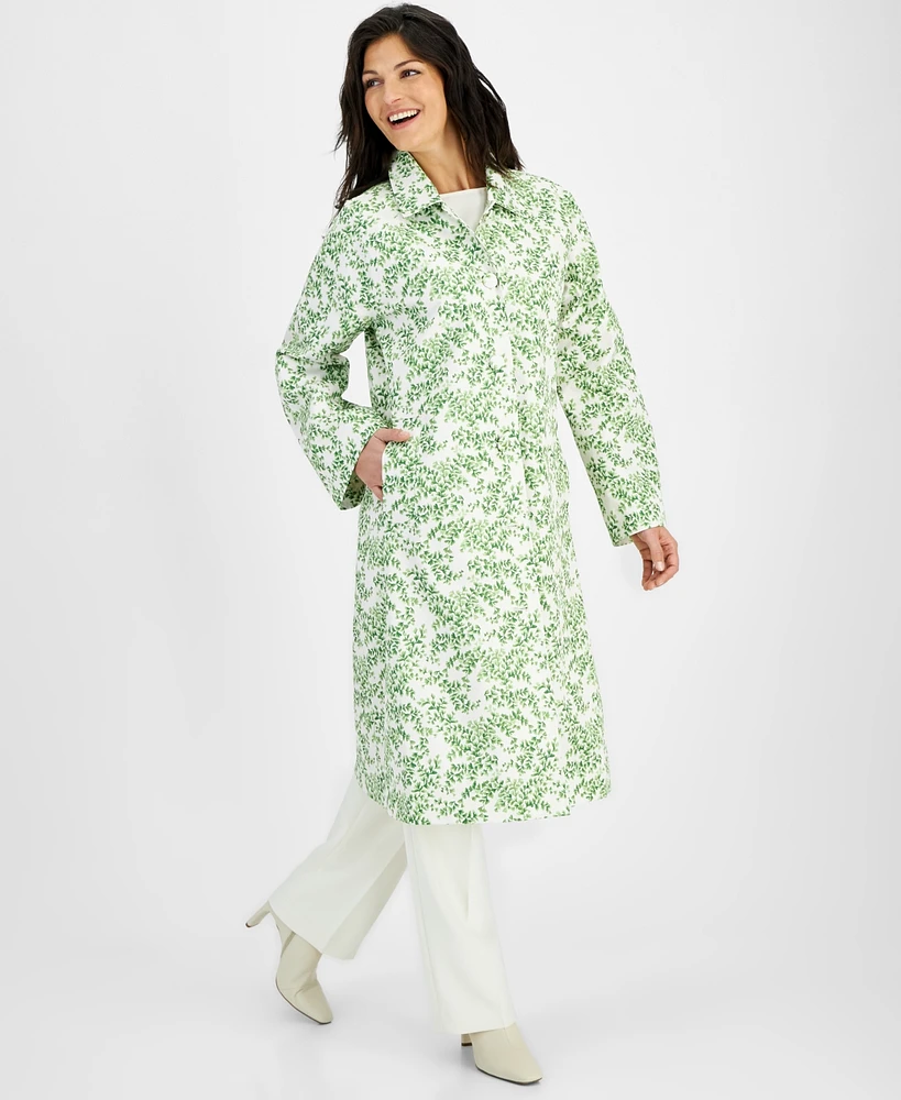 Macy's Flower Show Women's Long A-Line Printed Raincoat, Created for