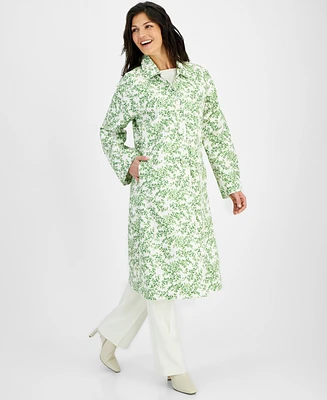 Macy's Flower Show Women's Long A-Line Printed Raincoat, Created for