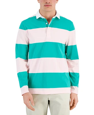 Club Room Men's Bold Line Long Sleeve Rugby Shirt, Created for Macy's