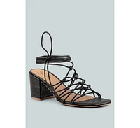 Fonda Womens Croc Patterned Handcrafted Lace Up Sandal