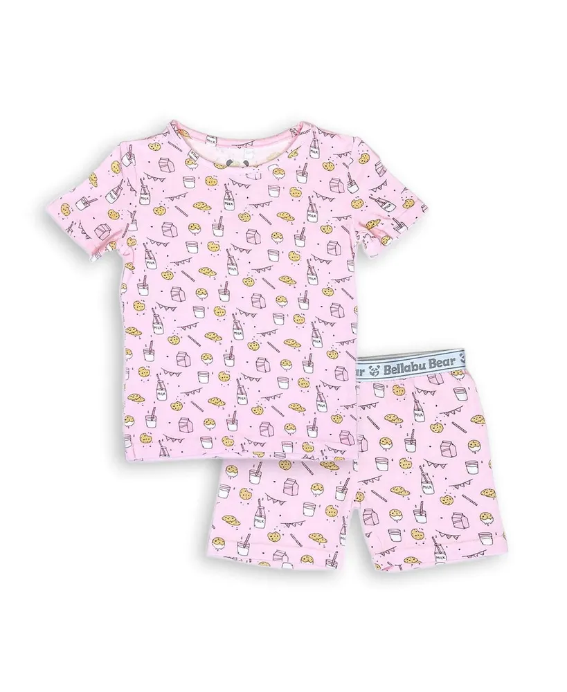 Pink Cookies & Milk Two-Piece Short Sleeve & Shorts Pajama Set