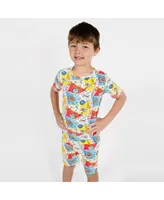 Bellabu Bear Toddler| Child Unisex Comic Hero 2-Piece Short Sleeve & Shorts Pajama Set