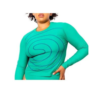 Miga Swimwear Women's Alyssa Long Sleeve Spiral Swim Shirt