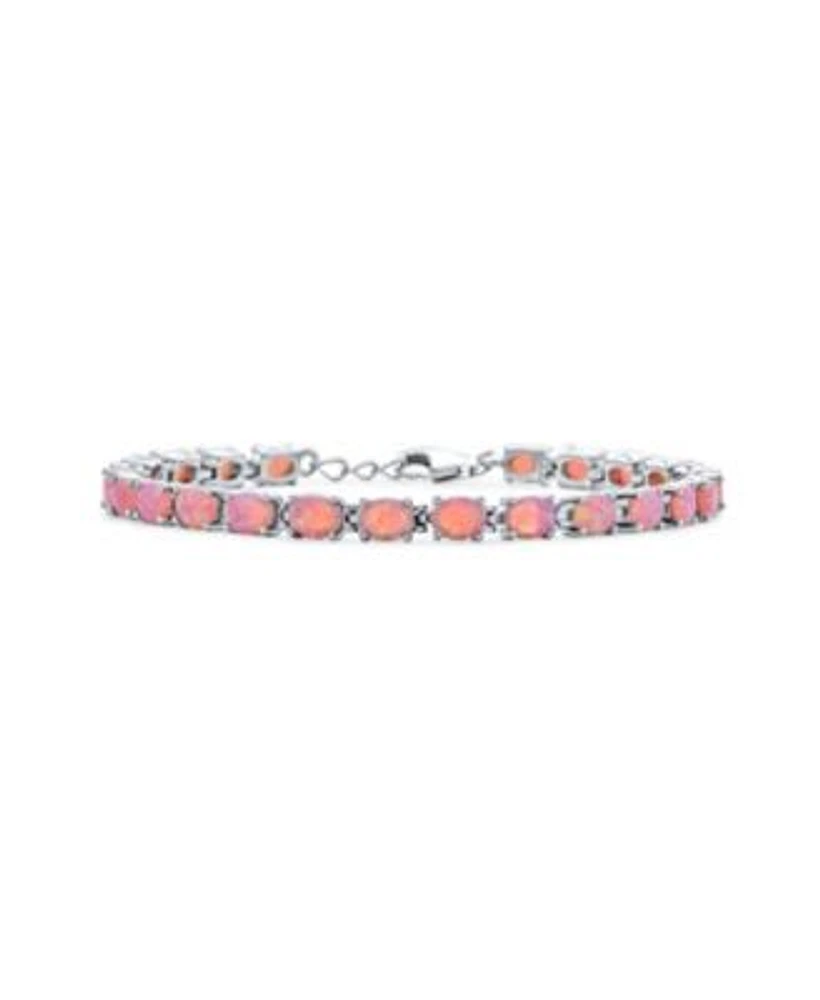 Bling Jewelry Simple Strand Created Blue Synthetic Opal Tennis Bracelet Sterling Silver 7 7.5 Inch