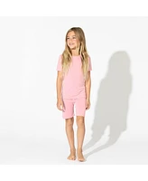 Bellabu Bear Toddler| Child Girls Dusty Rose Kids 2-Piece Short Sleeve & Shorts Pajama Set