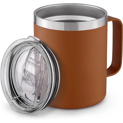 12 oz Insulated Coffee Mug with Lid - Stainless Steel Camping Tumbler Handle