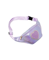Girl's Purple Shiny Heart Patch Sling Bag