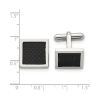 Chisel Stainless Steel Polished Carbon Fiber Inlay Square Cufflinks