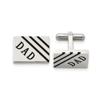 Chisel Stainless Steel Polished Enameled Dad Rectangle Cufflinks