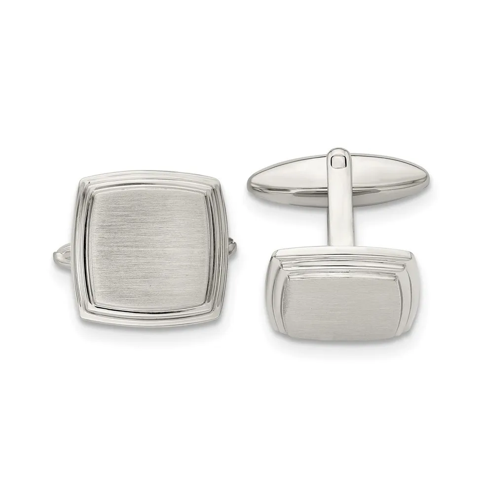 Chisel Stainless Steel Brushed and Polished Square Cufflinks