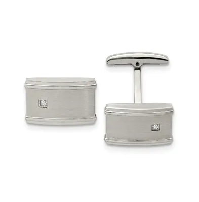 Chisel Stainless Steel Brushed and Polished Cubic Zirconia Cufflinks