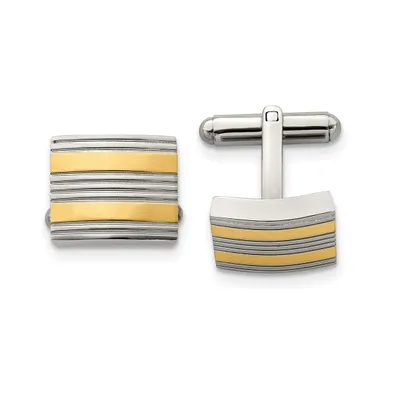 Chisel Stainless Steel Polished Yellow Ip-plated Cufflinks
