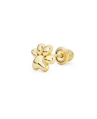 Bling Jewelry Tiny Bff Animal Puppy Kitten Pet Dog Lover Cat Paw Print Cartilage Ear Lobe Piercing 1 Piece Stud Earring 14K Yellow Gold Safety Clutch