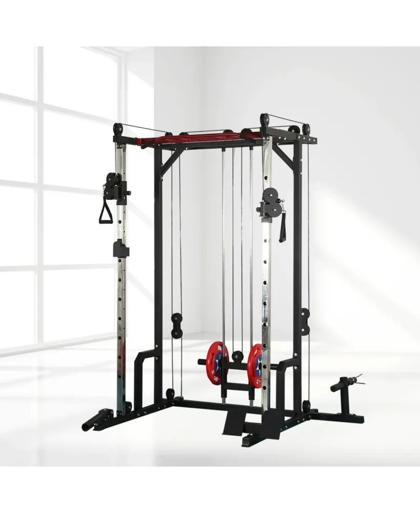 Simplie Fun Power Cage with Lat PullDown, Weight Bench, and Rack