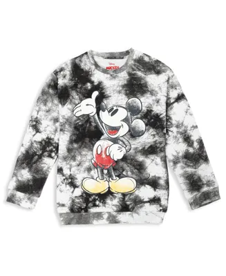 Disney Mickey Mouse Boy's Fleece Pullover Sweatshirt Tie Dye Black/White