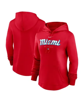 Women's Nike Red Miami Marlins City Connect Pregame Performance Pullover Hoodie