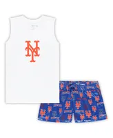 Women's Concepts Sport White, Royal New York Mets Plus Tank Top and Shorts Sleep Set
