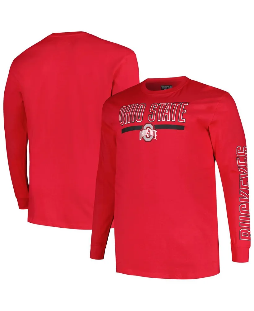 Men's Profile Scarlet Ohio State Buckeyes Big and Tall Two-Hit Graphic Long Sleeve T-shirt