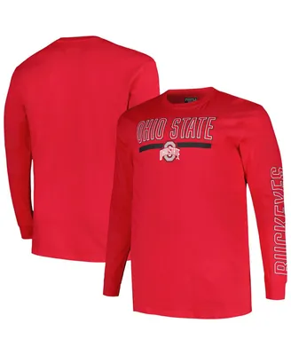 Men's Profile Scarlet Ohio State Buckeyes Big and Tall Two-Hit Graphic Long Sleeve T-shirt