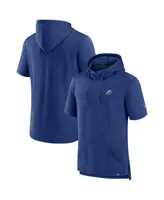 Men's Fanatics Heather Blue Tampa Bay Lightning Authentic Pro Short Sleeve Pullover Hoodie