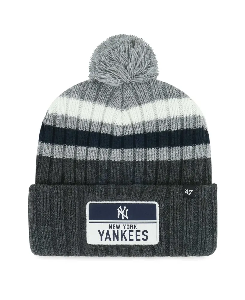 Men's '47 Brand Gray New York Yankees Stack Cuffed Knit Hat with Pom