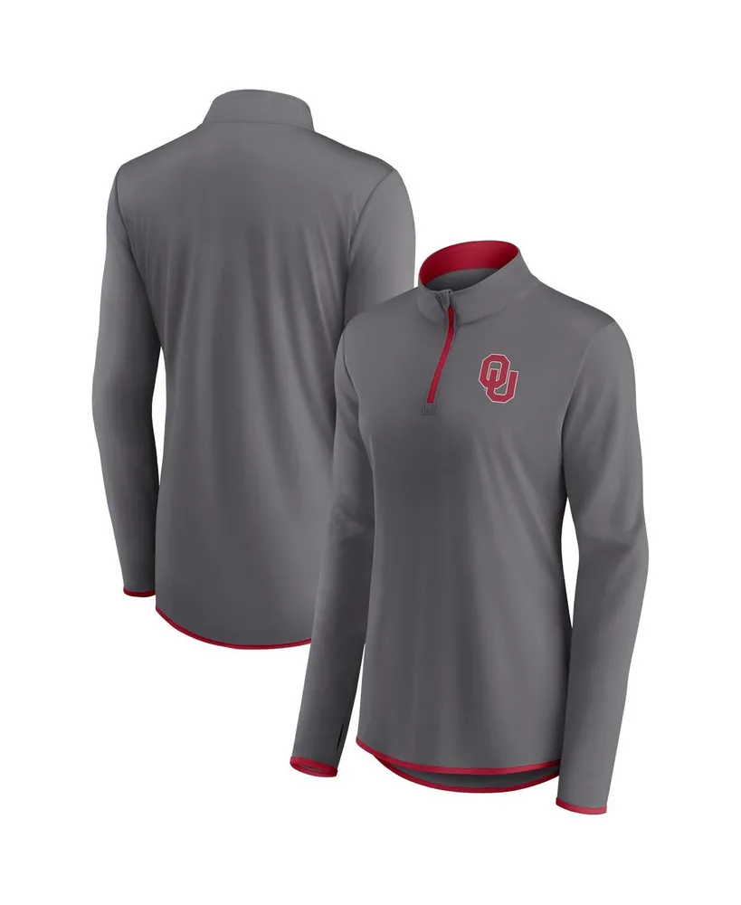 Women's Fanatics Gray Oklahoma Sooners Corner Quarter-Zip Top