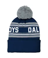 Youth Boys and Girls Navy Dallas Cowboys Jacquard Cuffed Knit Hat with Pom