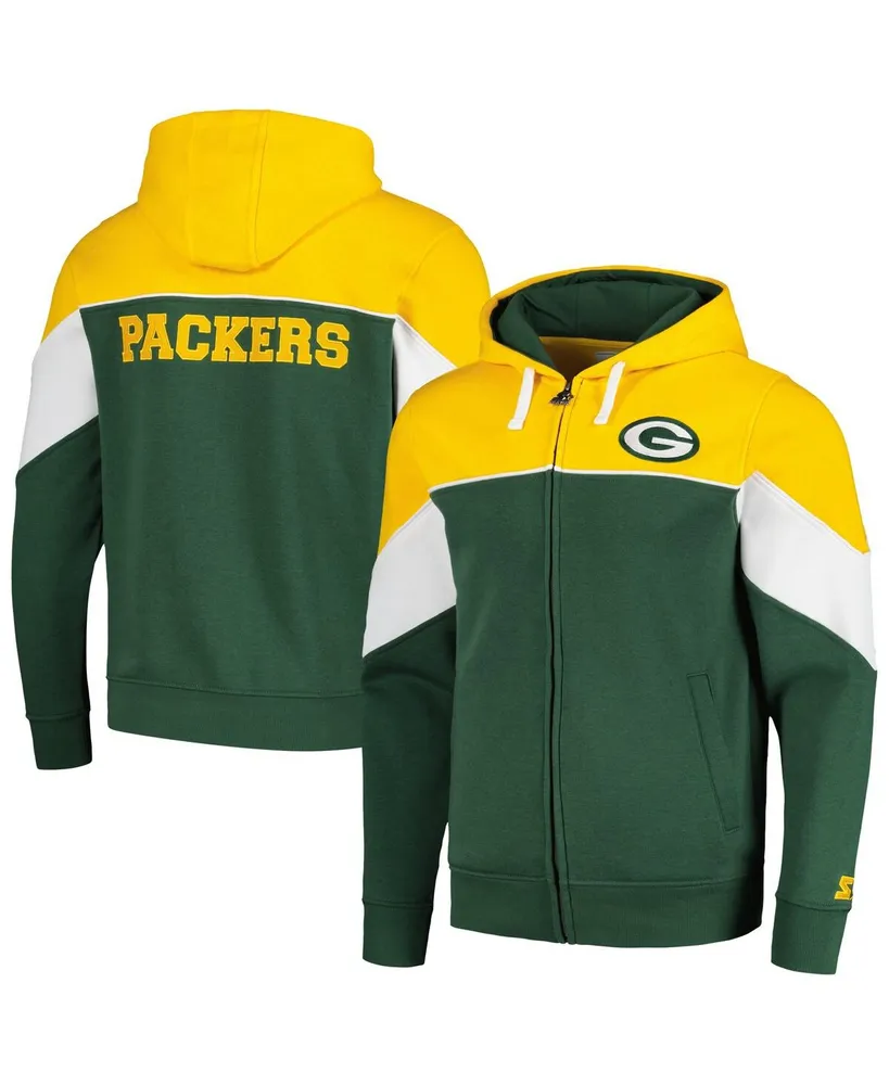 Men's Starter Green, Gold Green Bay Packers Running Back Full-Zip Hoodie