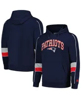 Men's Starter Navy New England Patriots Captain Pullover Hoodie