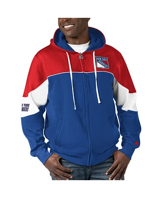 Men's Starter Blue, Red New York Rangers Power Forward Full-Zip Hoodie